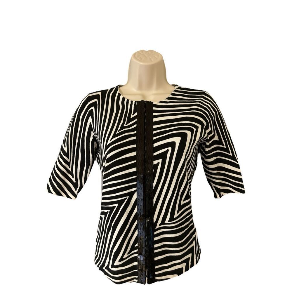 WHITE HOUSE BLACK MARKET Zebra Print Cardigan Size XS